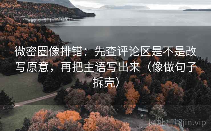 微密圈像排错：先查评论区是不是改写原意，再把主语写出来（像做句子拆壳）